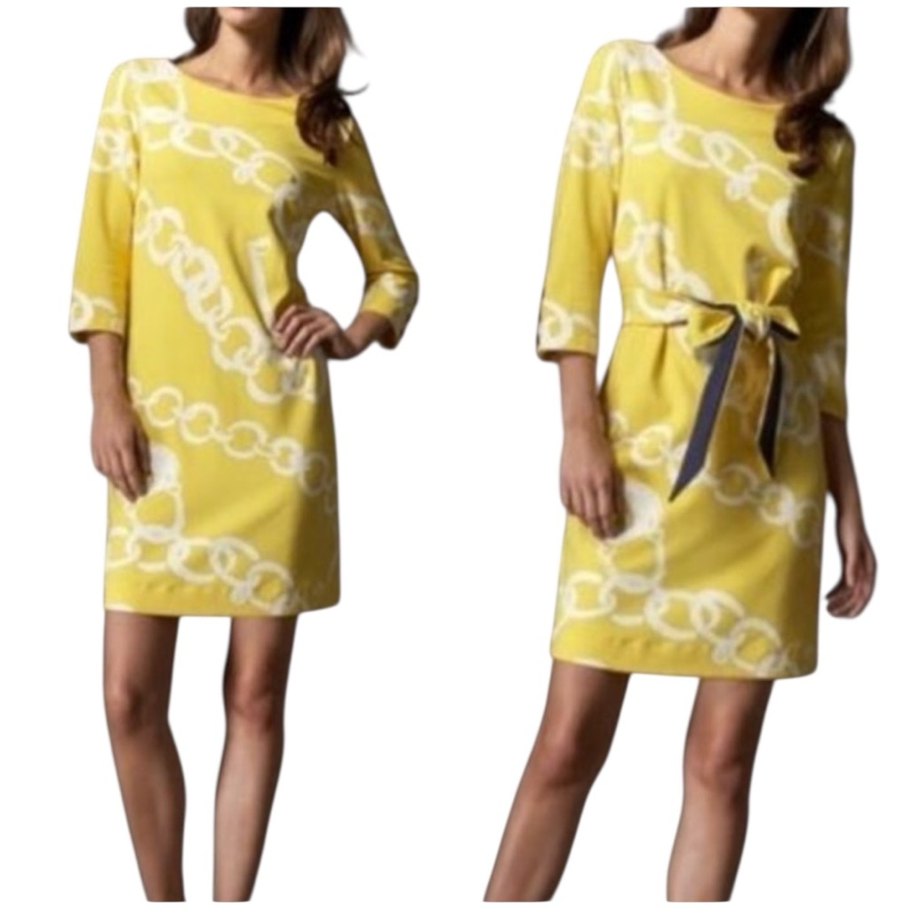 Lilly Pulitzer Jonah Dress Womens Small Nautical Coastal Belted Colorful Chains